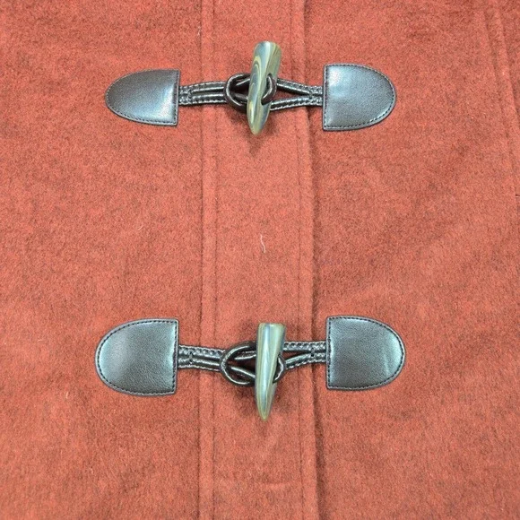 LLBean Bellandi Red Italian Wool Hooded Toggle Coat Womens Size 12 3M Thinsulate - Picture 3 of 10